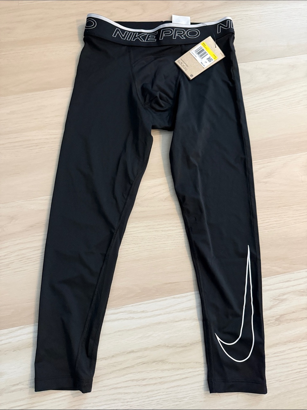 Nike Black Kids' Leggings with White Swoosh